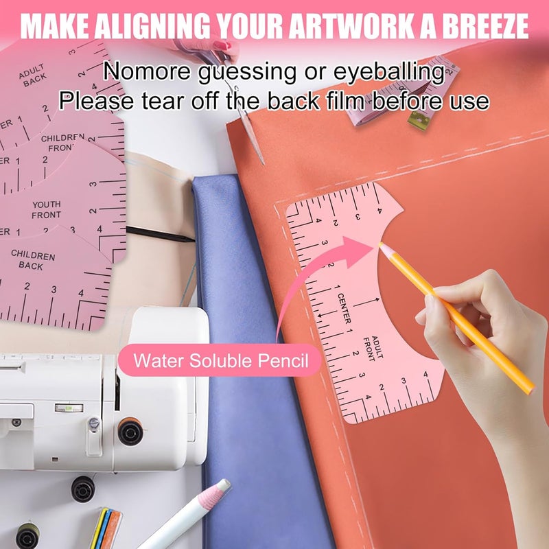 XEUZK Sublimation Shirts Tool Pink Kit With 8T Shirt rulers, 3Pack Teflon Sheet for Heat Press 12 x 16in, Heat Resistant Gloves & Silicone Bumps, 4Rolls Heat Resistant Tape& Tape Dispenser Sublimation - Image 4